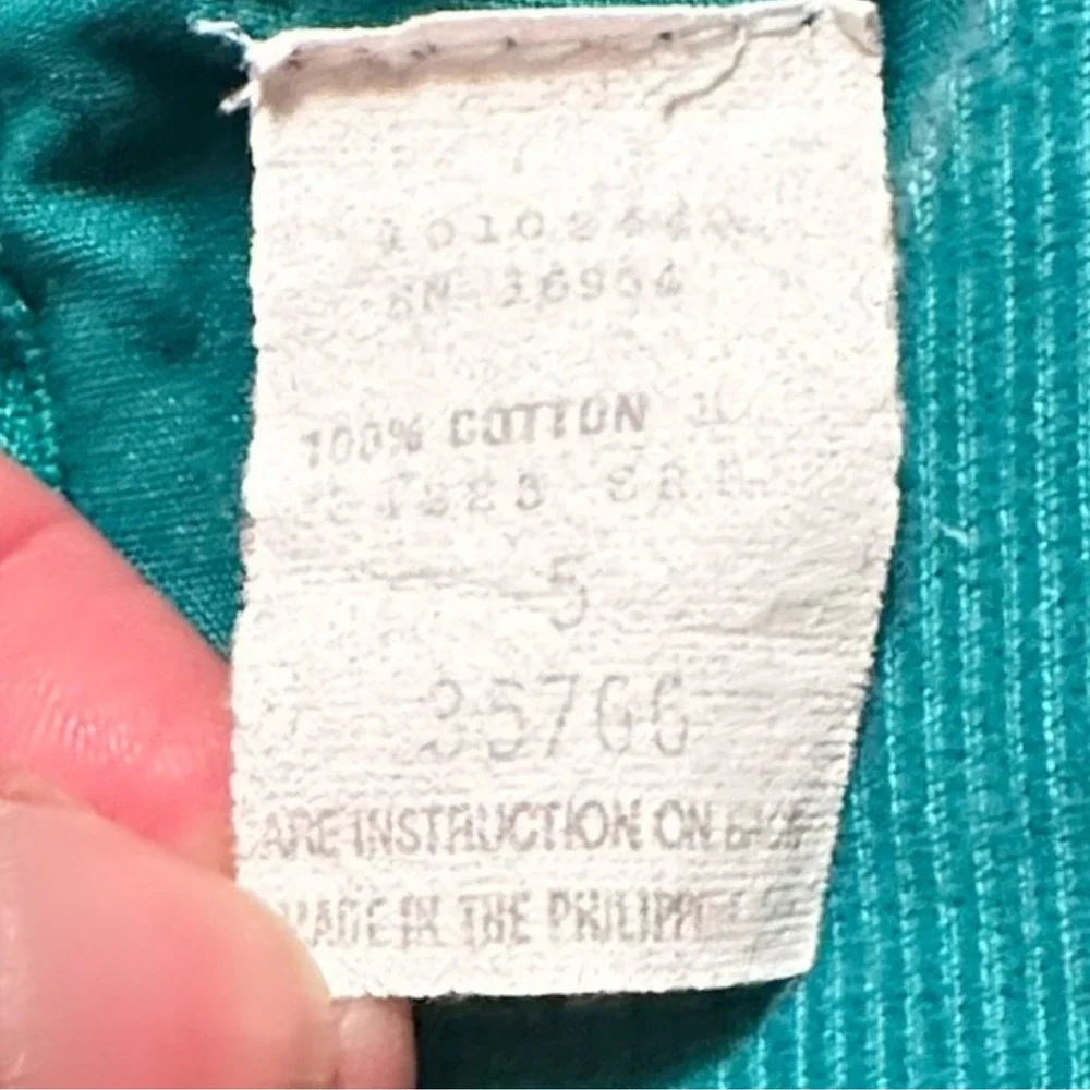 Vintage‎ Baby Goose Dress Teal Corduroy Applique Cotton Toddler